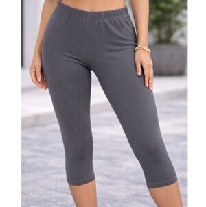 New NUX Women's Gray High Rise Capri Leggings Stretch Activewear Pants Size L